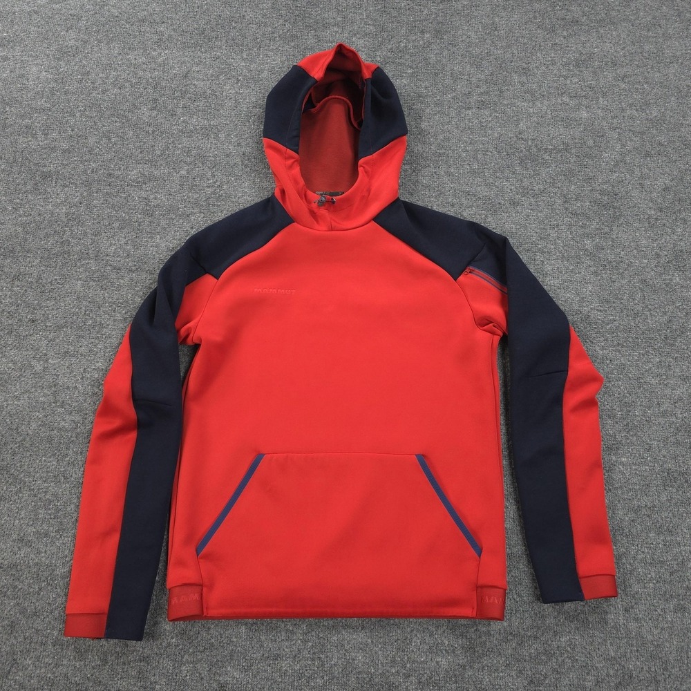 Mammut Hoodie Mens Medium Red Logo ML Hoody Performance Pullover Hiking Stretch‎